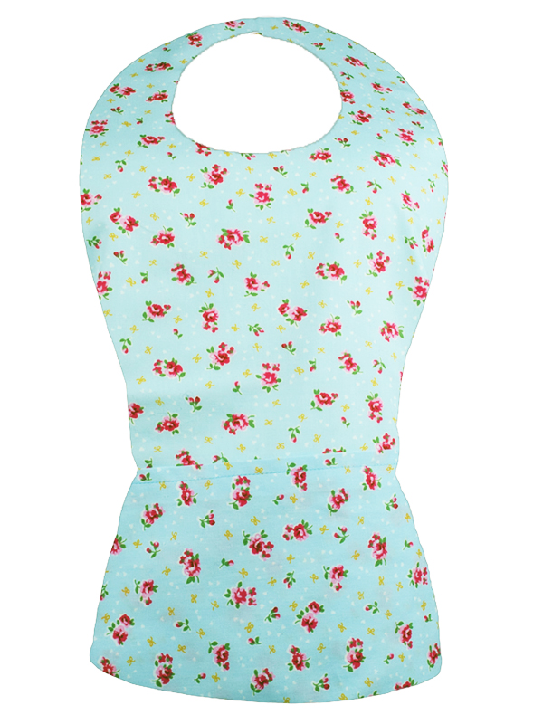 Blue Pink Roses Dining Apron Top